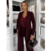 Vínový kalhotový elegantní kostýmek MIRANJO