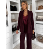 Vínový kalhotový elegantní kostýmek MIRANJO