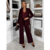 Vínový kalhotový elegantní kostýmek MIRANJO
