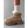 Béžové kotníkové válenky ORIENO s kožíškem