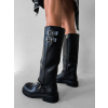 Černé koženkové kozačky MYRANY