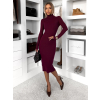 Vínové svetrové midi šaty OKAROT s rolákem