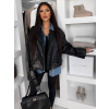 Černá koženková biker krátká bunda VELOURS