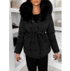 Černá zimní prošívaná vypasovaná bunda BRUNEVA s vázáním