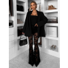Černé elegantní krajkové dlouhé průhledné kalhoty SILNEO