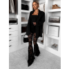 Černé elegantní krajkové dlouhé průhledné kalhoty SILNEO
