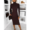 Hnědé úpletové svetrové šaty OKAROT s rolákem