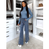 Modré třpytivé široké wide leg džíny RYNOY