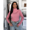 Růžový elegantní svetr rolák XANDRIA s límečkem