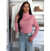 Růžový elegantní svetr rolák XANDRIA s límečkem