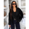 Černá krátká bundička NAFOURA s třásněmi