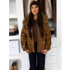 Hnědá třpytivá elegantní bunda OUTLAW s kožíškem