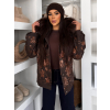 Tmavě třpytivá hnědá elegantní bunda OUTLAW s kožíškem