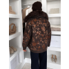 Tmavě třpytivá hnědá elegantní bunda OUTLAW s kožíškem