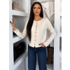Krémový elegantní svetřík CRASTINA na knoflíky