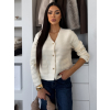 Krémový elegantní svetřík ZANOVIA s knoflíky