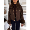 Tmavě hnědá stylová bunda GRUNGE s kožíškem