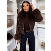 Tmavě hnědá stylová bunda GRUNGE s kožíškem