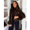 Tmavě hnědá stylová bunda GRUNGE s kožíškem