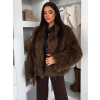 Tmavě hnědý faux fur kožešinový kabátek ROCHE