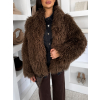 Tmavě hnědý faux fur kožešinový kabátek ROCHE
