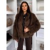 Tmavě hnědý faux fur kožešinový kabátek ROCHE