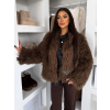 Tmavě hnědý faux fur kožešinový kabátek ROCHE
