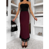Bordó elegantní saténová midi sukně SKAYA
