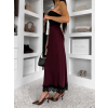 Bordó elegantní saténová midi sukně SKAYA