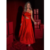 Červené dlouhé saténové šaty ZAYVIX