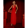 Červené společenské dlouhé šaty NORELIE s výstřihem