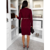 Bordó elegantní svetrové šaty HEARTY s dlouhým rukávem