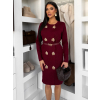 Bordó elegantní svetrové šaty HEARTY s dlouhým rukávem