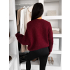 Bordó oversize elegantní svetr ZARVONI s vlnou
