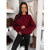 Bordó oversize elegantní svetr ZARVONI s vlnou