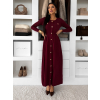 Vínové dlouhé svetrové šaty TYMORAE s dlouhým rukávem