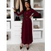 Vínové dlouhé svetrové šaty TYMORAE s dlouhým rukávem