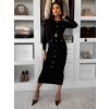 Černé elegantní šaty CRESTILO s dlouhým rukávem