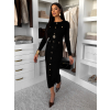 Černé elegantní šaty CRESTILO s dlouhým rukávem