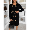 Černé elegantní svetrové šaty HEARTY s dlouhým rukávem