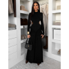 Černé společenské dlouhé šaty EVANIE s průstřihy