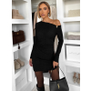 Černé koktejlové šaty VENSULO s řasením