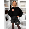 Černý oversize pohodlný svetr ZARVONI s vlnou