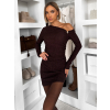 Hnědé koktejlové šaty VENSULO s řasením