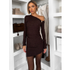 Hnědé koktejlové šaty VENSULO s řasením