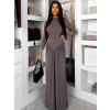 Šedé společenské dlouhé šaty EVANIE s průstřihy