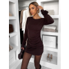 Tmavě hnědé koktejlové elegantní šaty SAUVEE