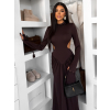 Tmavě hnědé dlouhé společenské šaty EVANIE s průstřihy