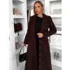 Tmavě hnědý vypasovaný dlouhý elegantní kabát SAVOIA