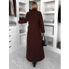 Tmavě hnědý vypasovaný dlouhý elegantní kabát SAVOIA